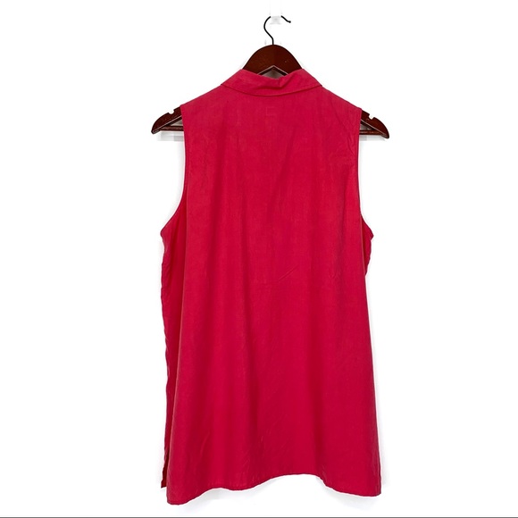 J. Jill 100% Silk Sleeveless Button Up Watermelon Pink Blouse Size Medium - Picture 2 of 13